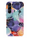 Mio By Mobilize hoesje voor Samsung A55 5G met kleurrijk bloemenmotief en witte lijnaccenten.