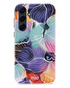 Mio By Mobilize hoesje voor Samsung A55 5G met kleurrijk bloemenmotief en witte lijnaccenten.