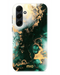 Donkergroen Mio By Mobilize telefoonhoesje met marmerlook en gouden accenten voor Samsung Galaxy A55 5G.