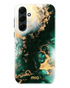 Donkergroen Mio By Mobilize telefoonhoesje met marmerlook en gouden accenten voor Samsung Galaxy A55 5G.