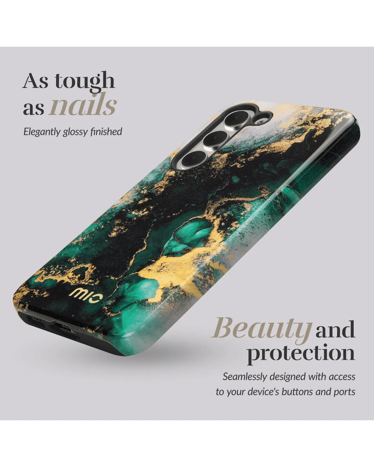 Glanzend hoesje met artistiek groene marmerprint en valbescherming voor Samsung Galaxy A55 5G.
