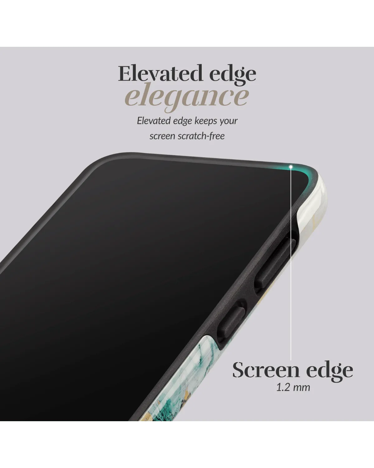 Hoesje met verhoogde schermrand van 1.2 mm voor krasvrije bescherming van Samsung Galaxy A55 5G.