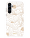 Witte Mio by Mobilize hoesje met goudkleurig bloemenpatroon voor Samsung Galaxy A55 5G, elegant en slank ontwerp.