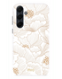 Witte Mio by Mobilize hoesje met goudkleurig bloemenpatroon voor Samsung Galaxy A55 5G, elegant en slank ontwerp.