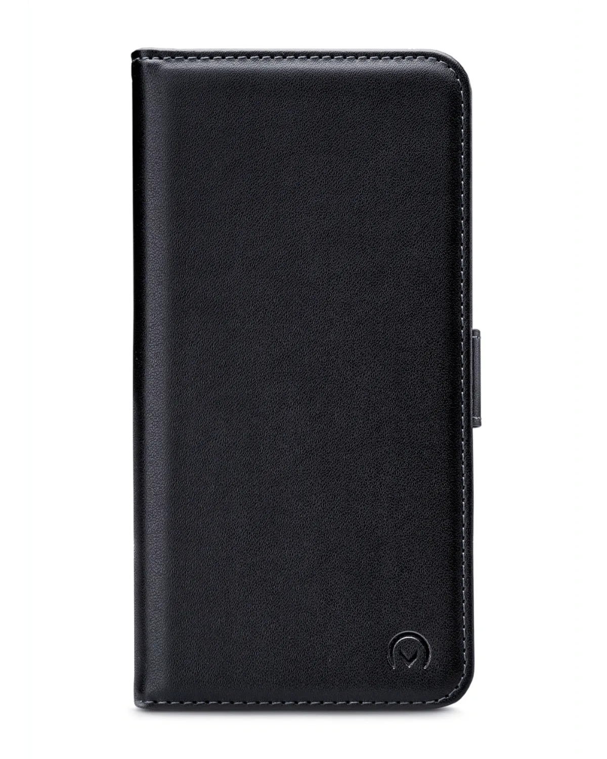 Mobilize Classic Gelly Wallet Book Case in zwart voor de Samsung Galaxy S24 5G, gesloten vooraanzicht, strak PU-leer ontwerp.