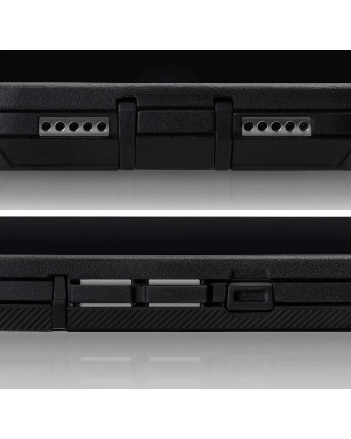 Mobilize Defender Case in zwart voor Samsung Galaxy S24 FE 5G, met stevige bescherming en aansluitingen.