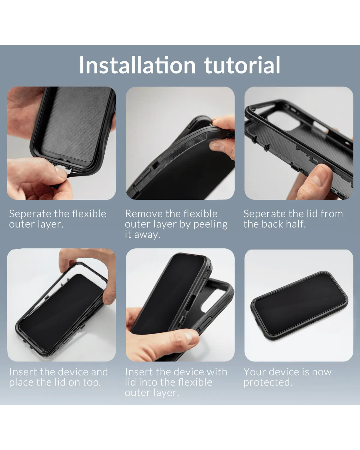 Handige installatiehandleiding voor Mobilize Defender Case, ontworpen voor stevige bescherming van de Samsung Galaxy S24 Plus 5G.