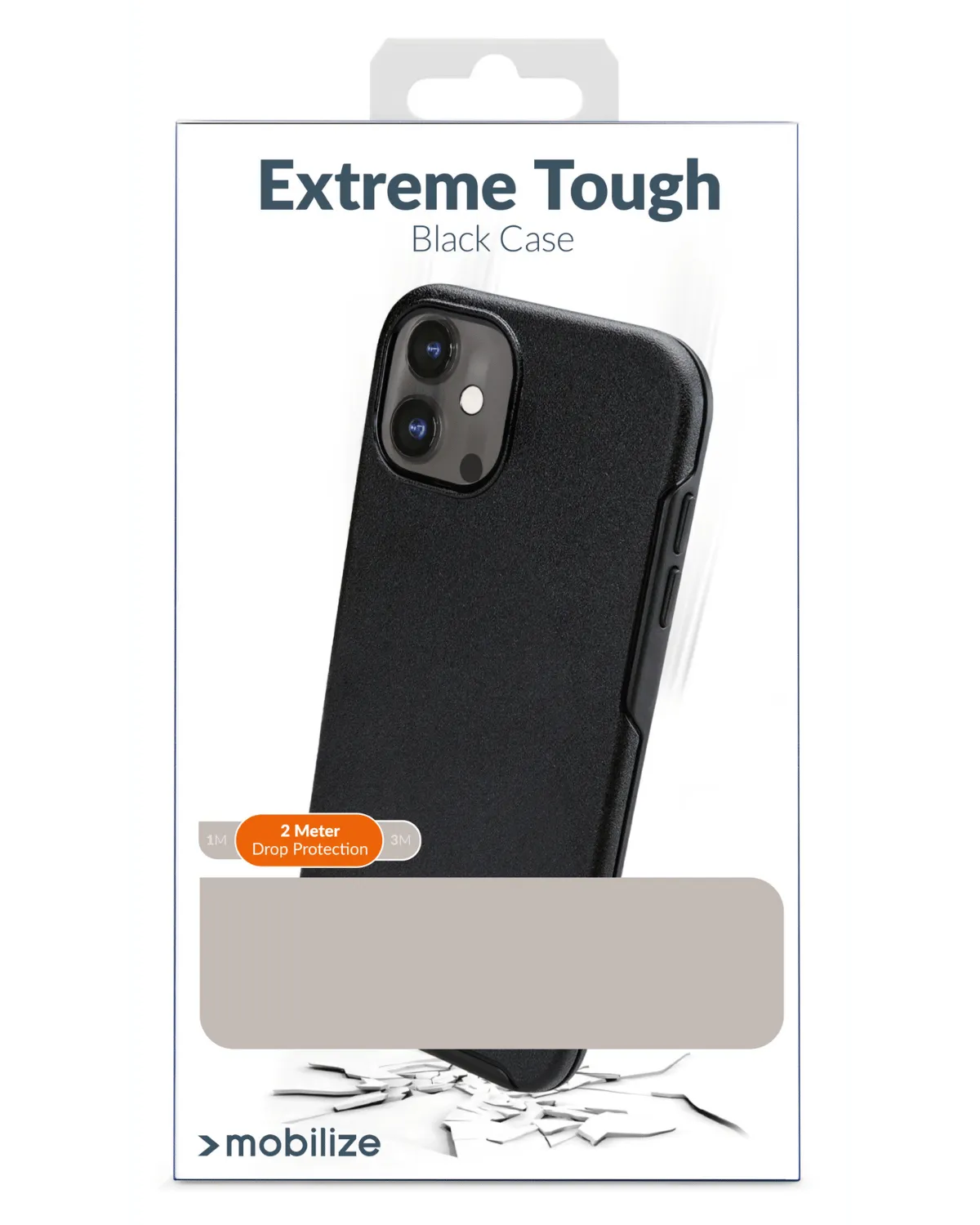 Verpakking van de Mobilize Extreme Tough Case in zwart, met 2 meter drop protection en strakke presentatie voor de Samsung Galaxy S24 Plus 5G.