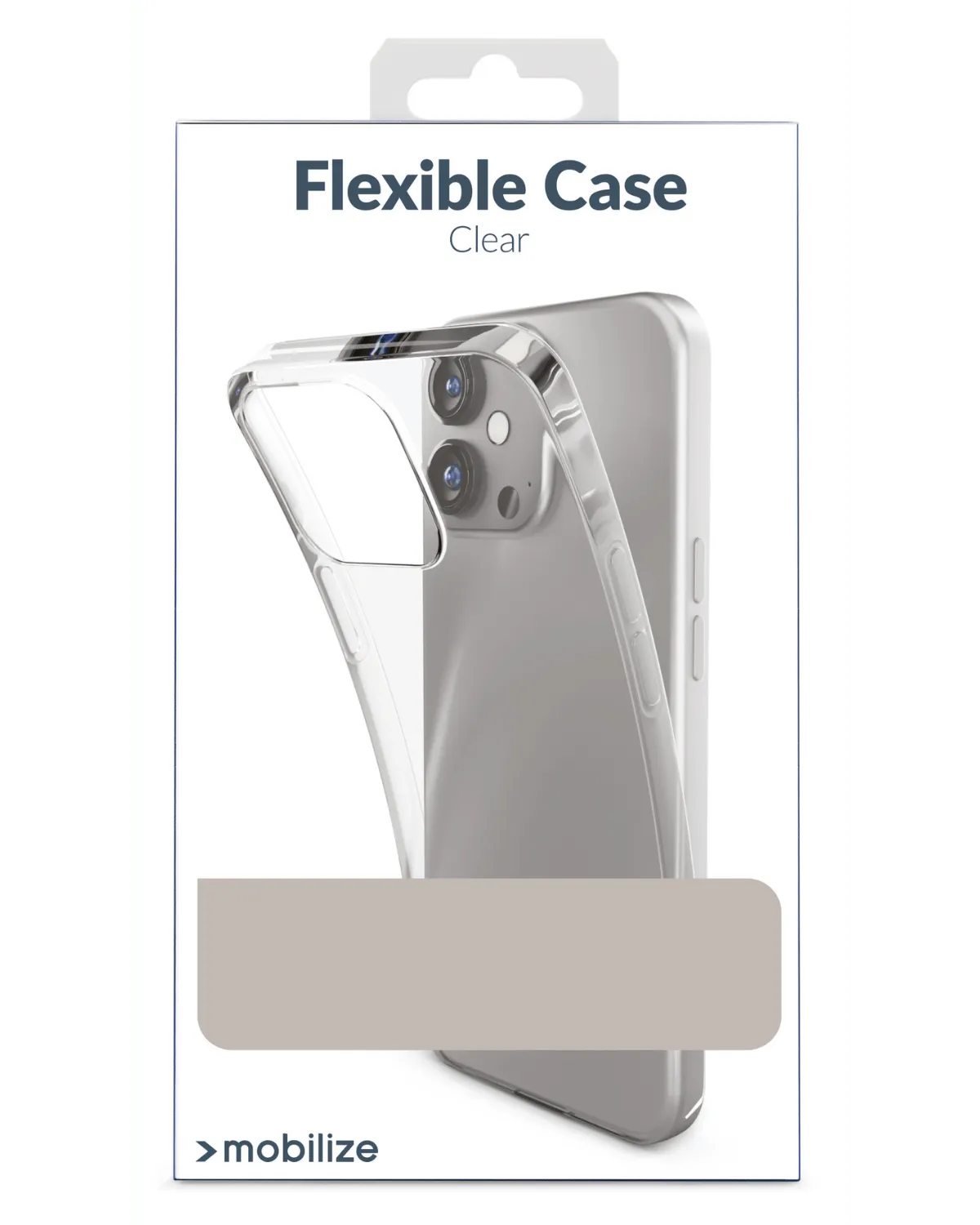 Transparante Mobilize Gelly case voor Samsung Galaxy A55 met flexibele pasvorm en schokabsorberende hoeken in verpakking.