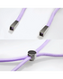 Lila draagkoord met metalen uiteinden, geschikt van Mobilize Lanyard Gelly Case, detail van zilverkleurige sluiting.