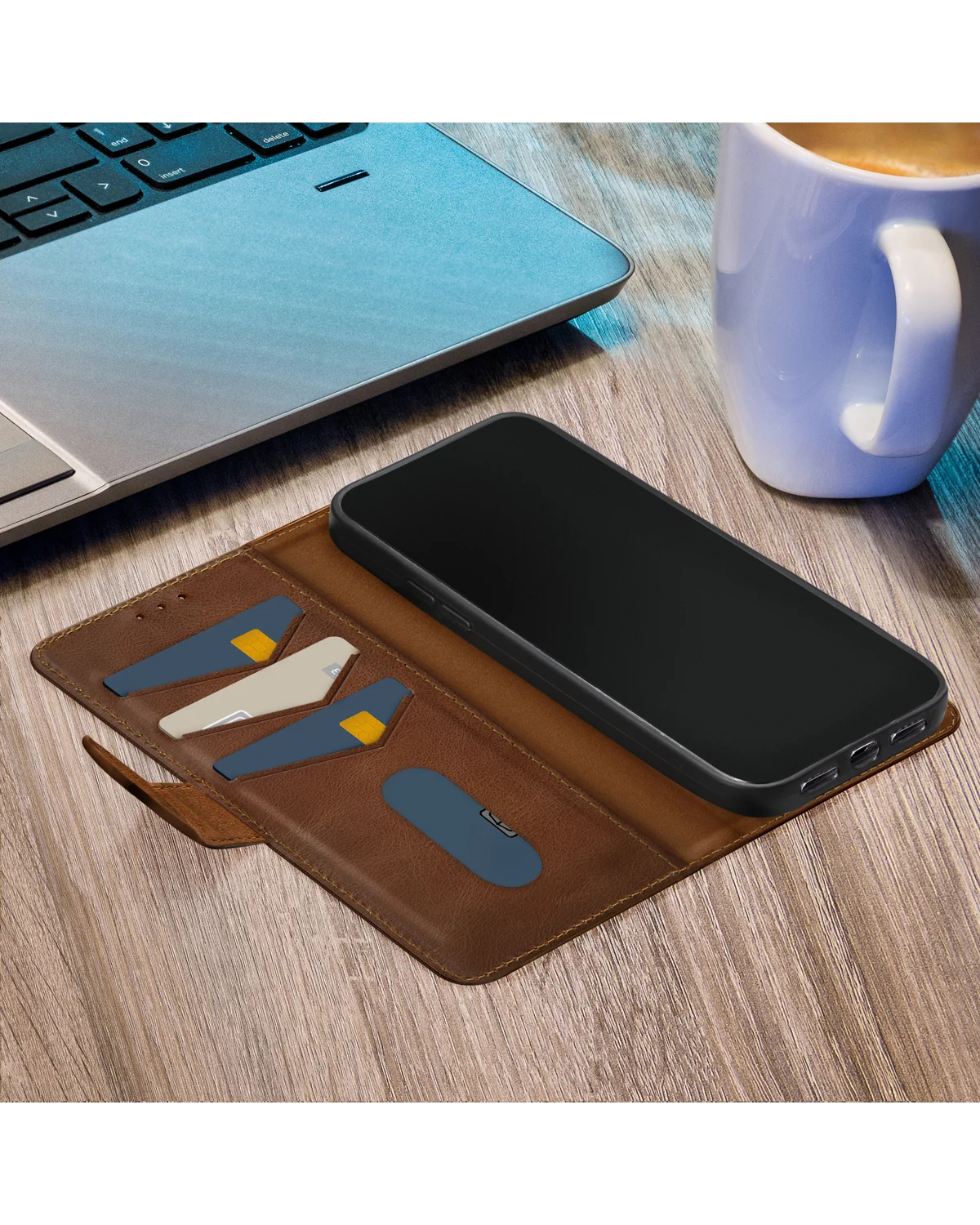 Mobilize Leather Wallet Case Telefoonhoesje Samsung Galaxy A15 4G-5G Bruin