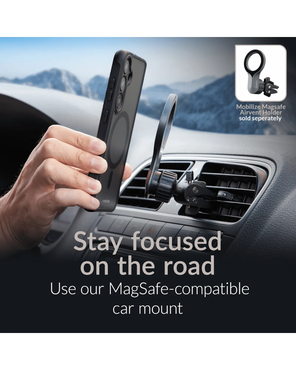 Mobilize MagSafe telefoonhoesje voor Samsung Galaxy S25 5G, gebruikt met een magnetische autohouder.