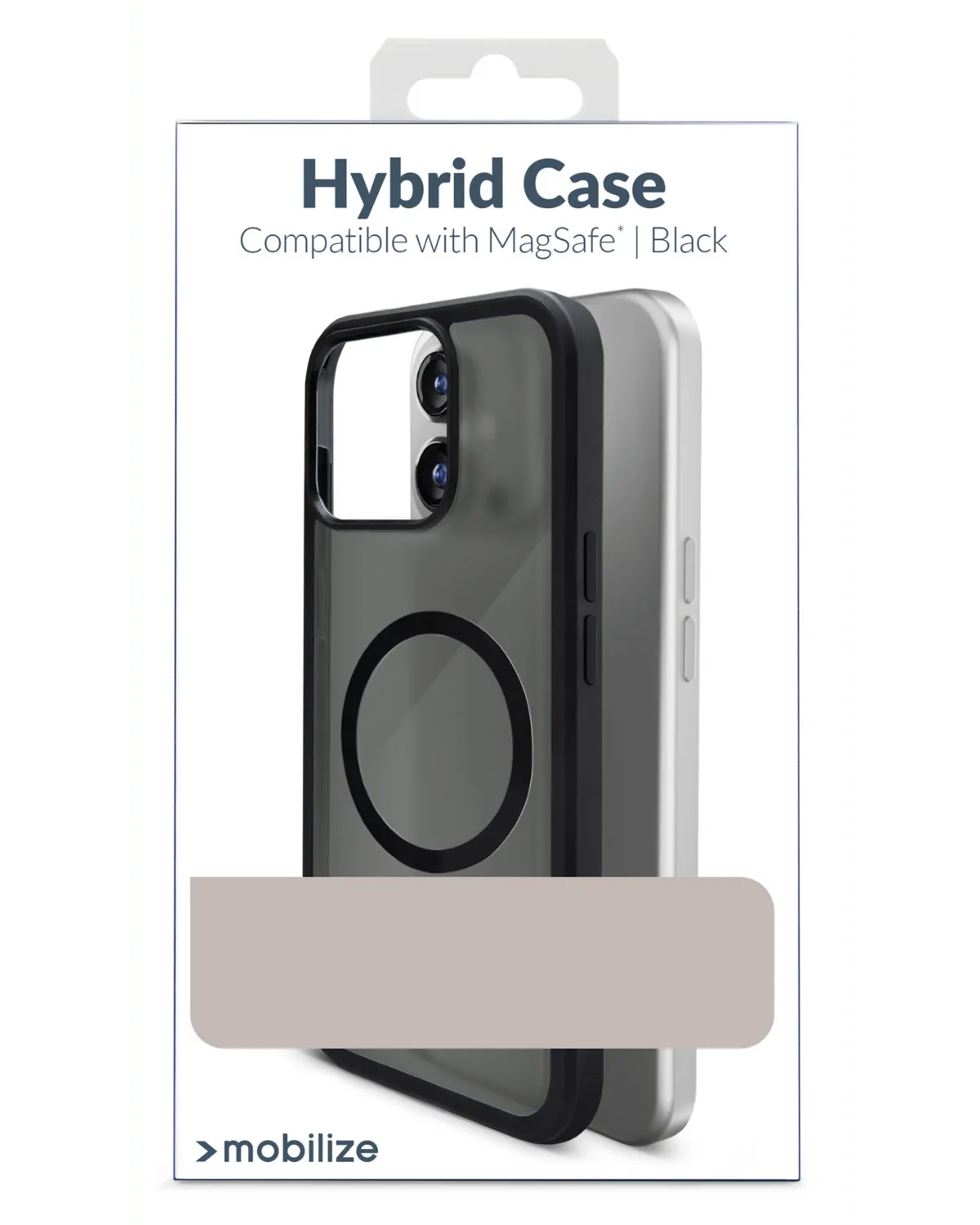 Verpakking van de Mobilize MagSafe hybride case voor Samsung Galaxy S25 5G, zwarte randen en transparante achterkant.