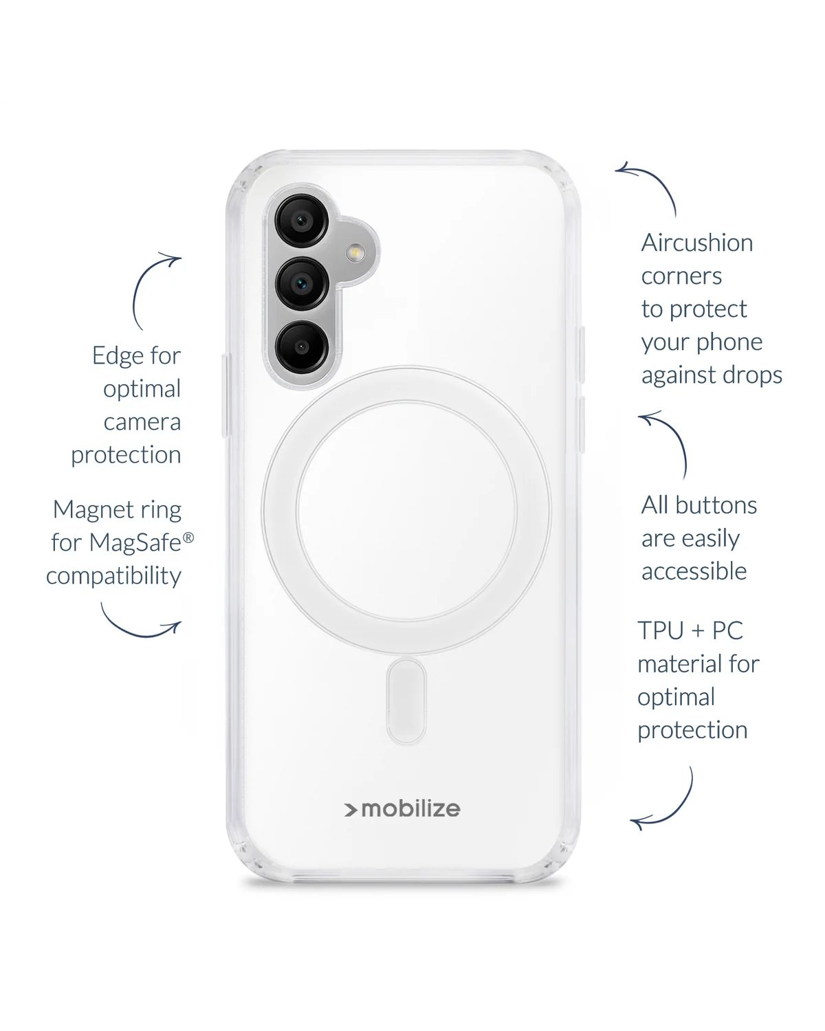 Mobilize Magsafe Compatibel Naked Protection Case Telefoonhoesje Samsung Galaxy A15 4G-5G Transparant