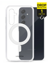 Transparant Mobilize Naked Protection hoesje met MagSafe voor Samsung Galaxy A55 5G, 1 meter valbescherming zichtbaar.