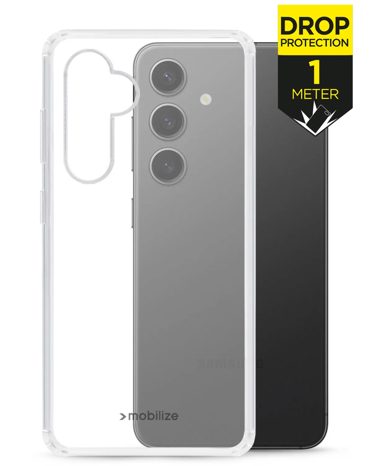 Transparant Mobilize Naked Protection hoesje voor Samsung Galaxy S24 FE 5G, met 1 meter valbescherming.