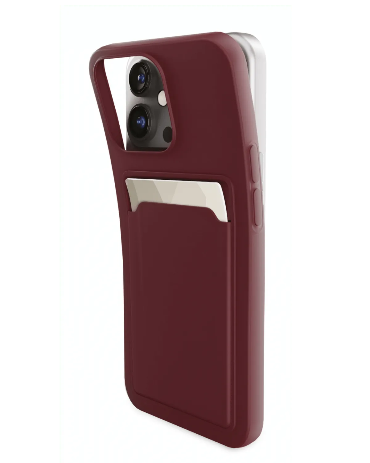 Mat bordeauxrode Mobilize Rubber Gelly Card Case voor Samsung Galaxy S24 Ultra 5G met ingebouwde kaarthouder.