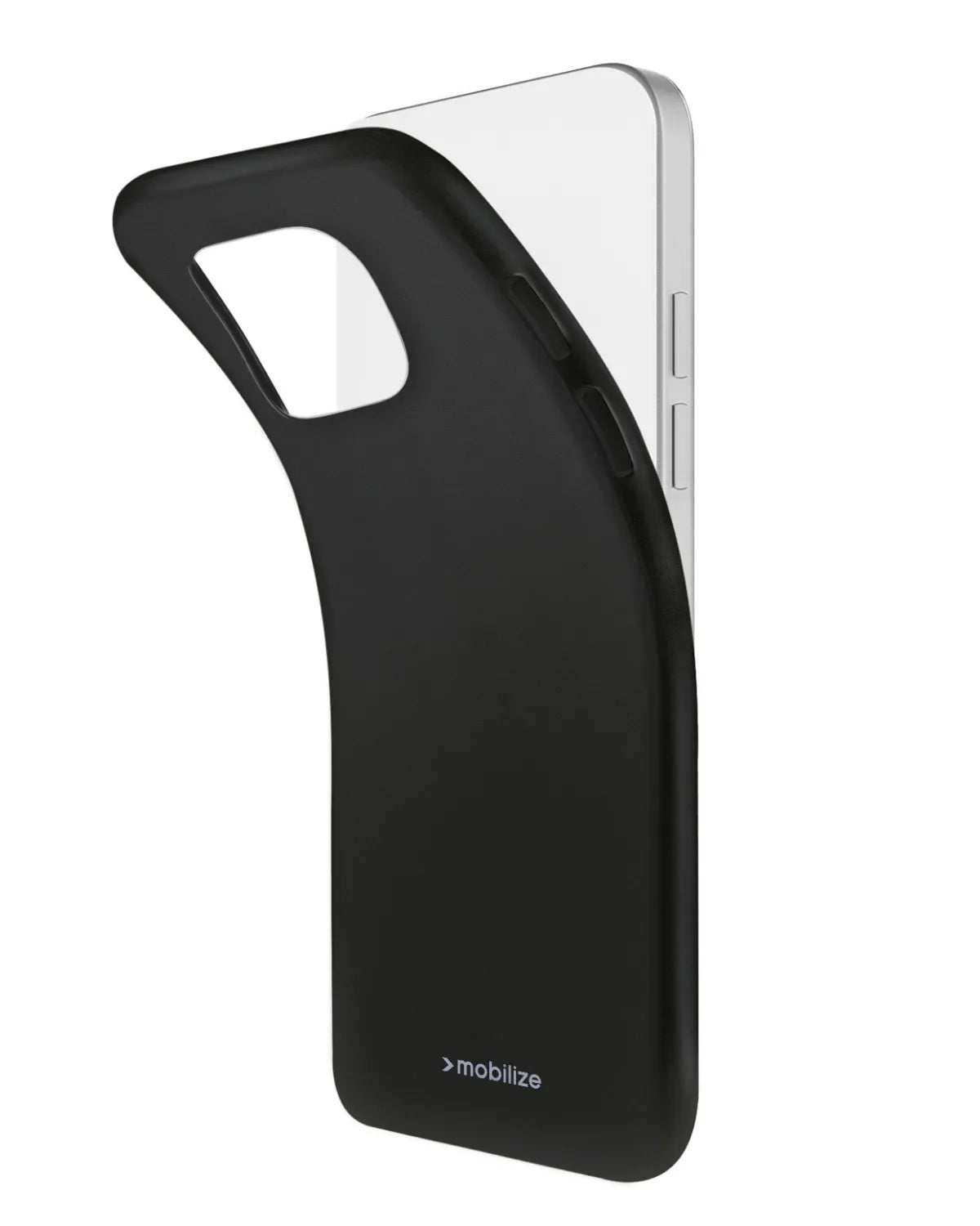 Flexibele mat zwarte Mobilize case voor Samsung Galaxy S24 FE 5G, met bescherming tegen stoten.