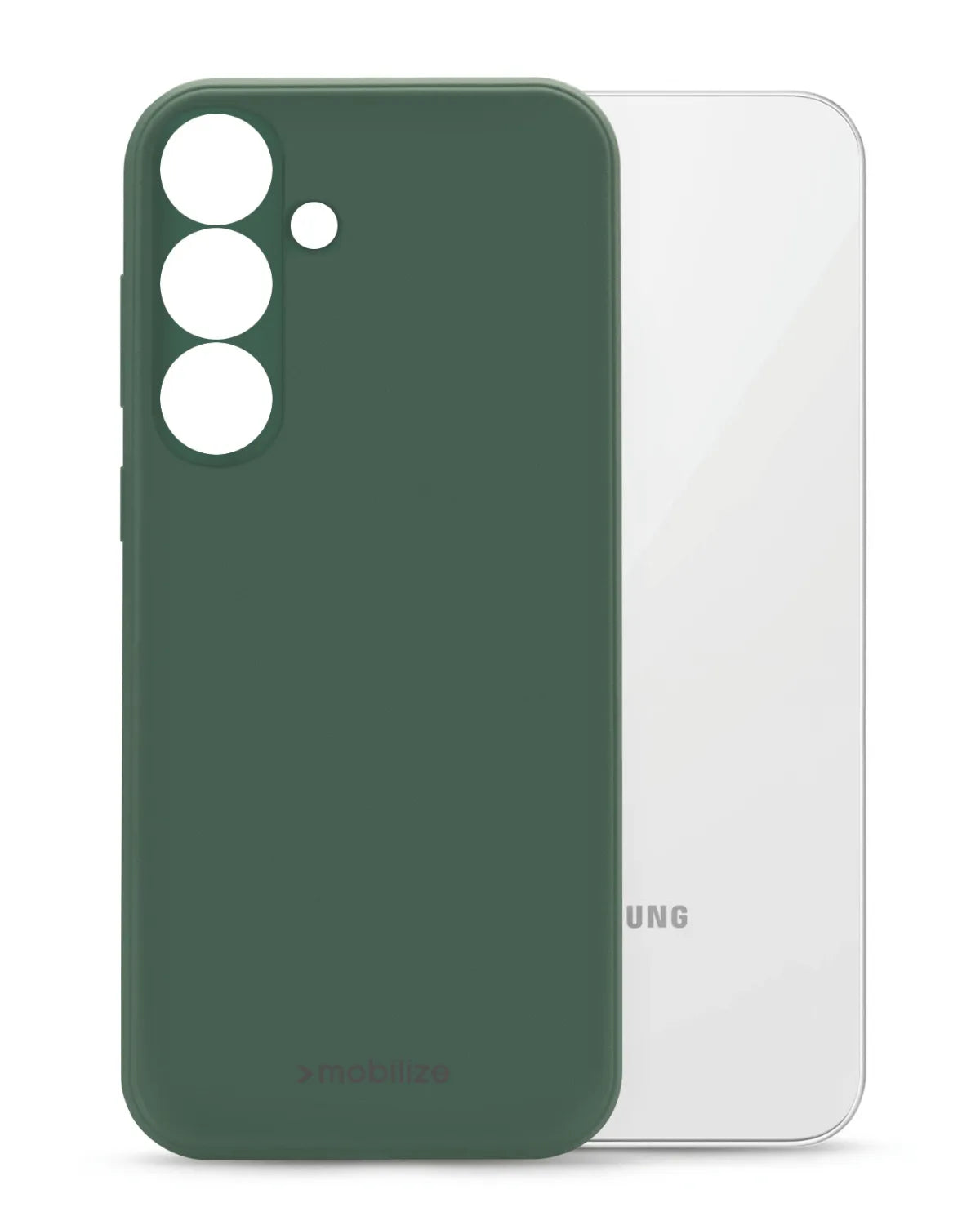 Mat groen Mobilize Gelly Case voor Samsung Galaxy S24 Plus 5G, flexibel TPU hoesje met precieze uitsparingen.