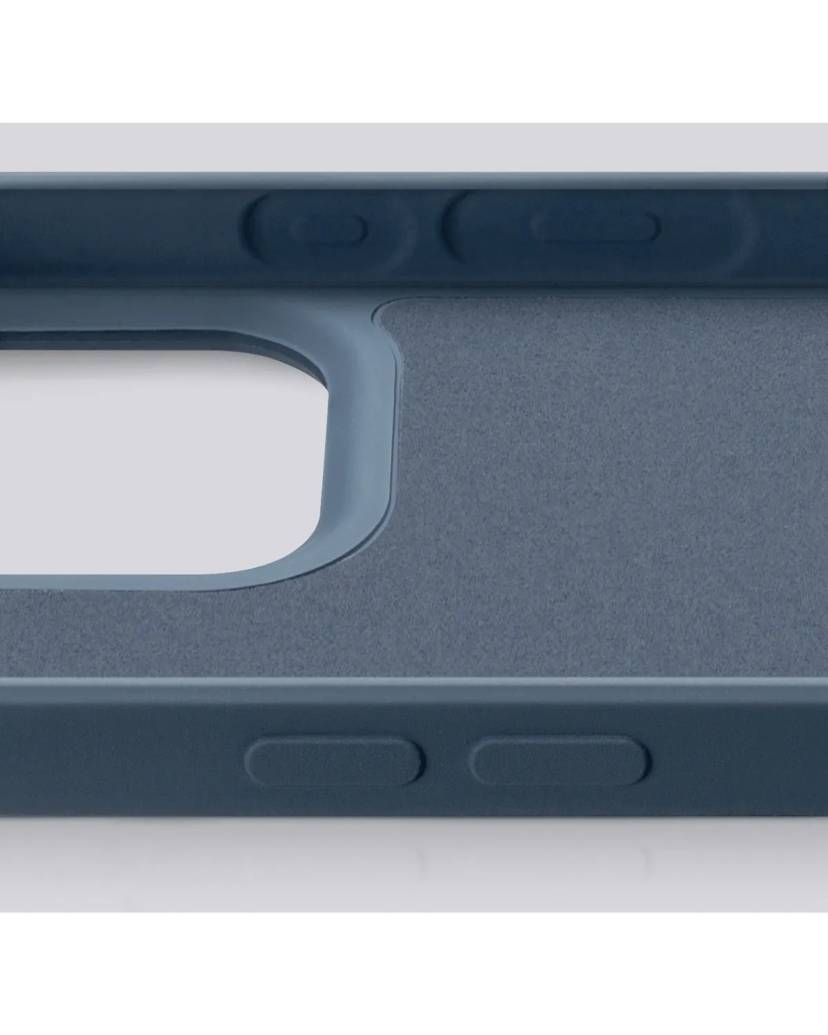 Binnenzijde van matblauw Mobilize beschermhoes met zachte afwerking, geschikt voor Samsung Galaxy S23 Ultra.