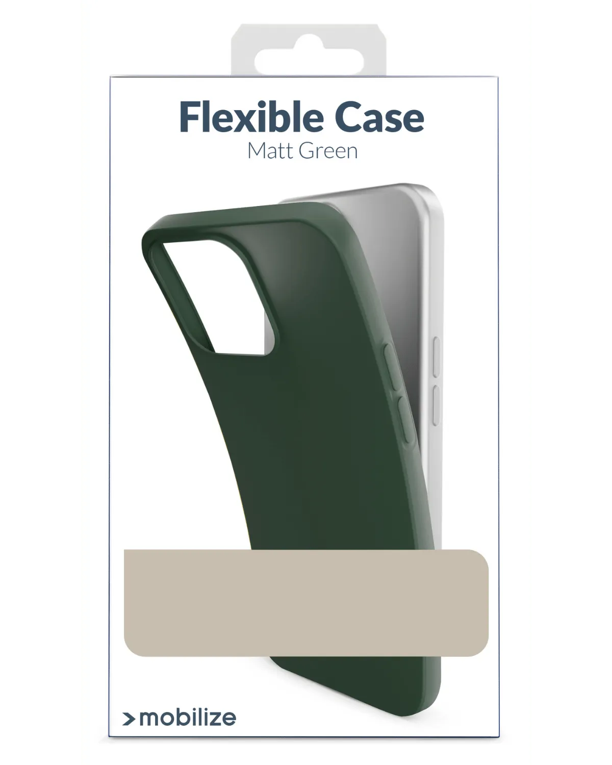 Verpakking van Mobilize Flexible Case Matt Green voor Samsung Galaxy S23 Ultra, toont slank design.