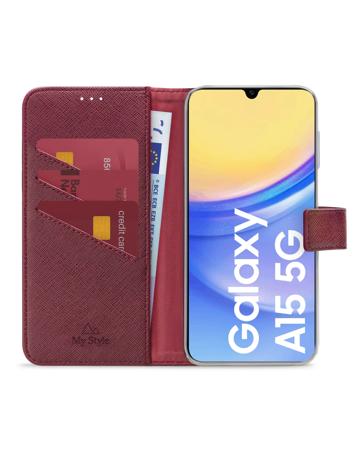 My Style Flex Wallet Telefoonhoesje Samsung Galaxy A15 4G-5G Bordeaux