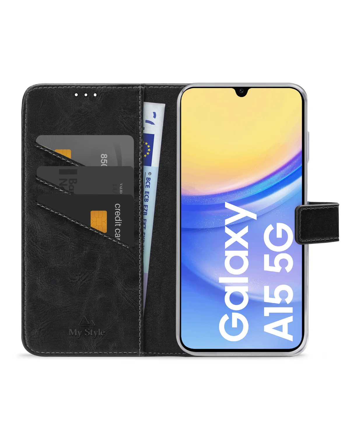 My Style Flex Wallet Telefoonhoesje Samsung Galaxy A15 4G-5G Zwart