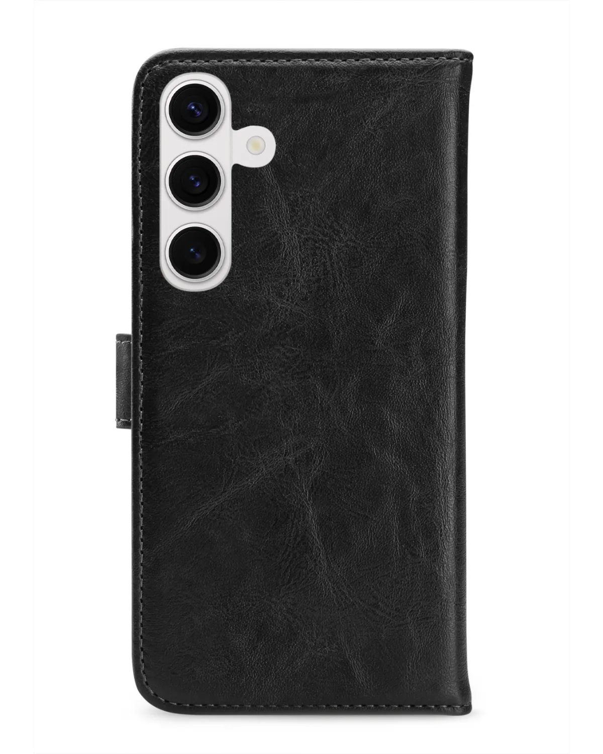 Achterzijde van de My Style Flex Wallet Case voor Samsung Galaxy S24 5G, met camerauitsparing en een luxe kunstleren afwerking.