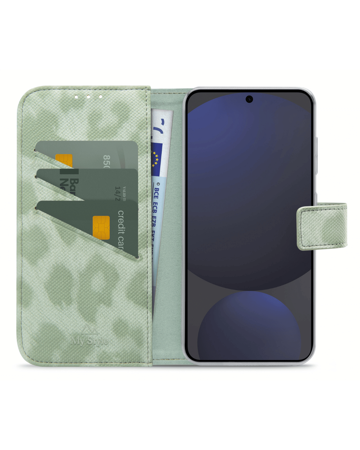My Style Flex Wallet Telefoonhoesje Samsung Galaxy S24 Fe Luipaard Groen