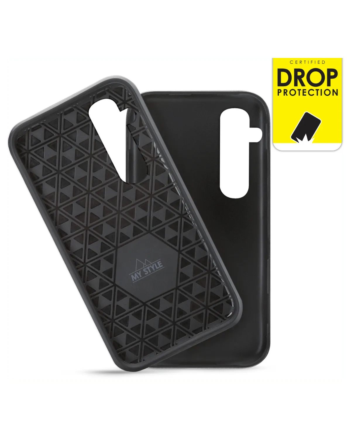 Binnenzijde van de My Style Tough Case met schokabsorberend driehoekig patroon voor extra bescherming bij vallen en stoten.