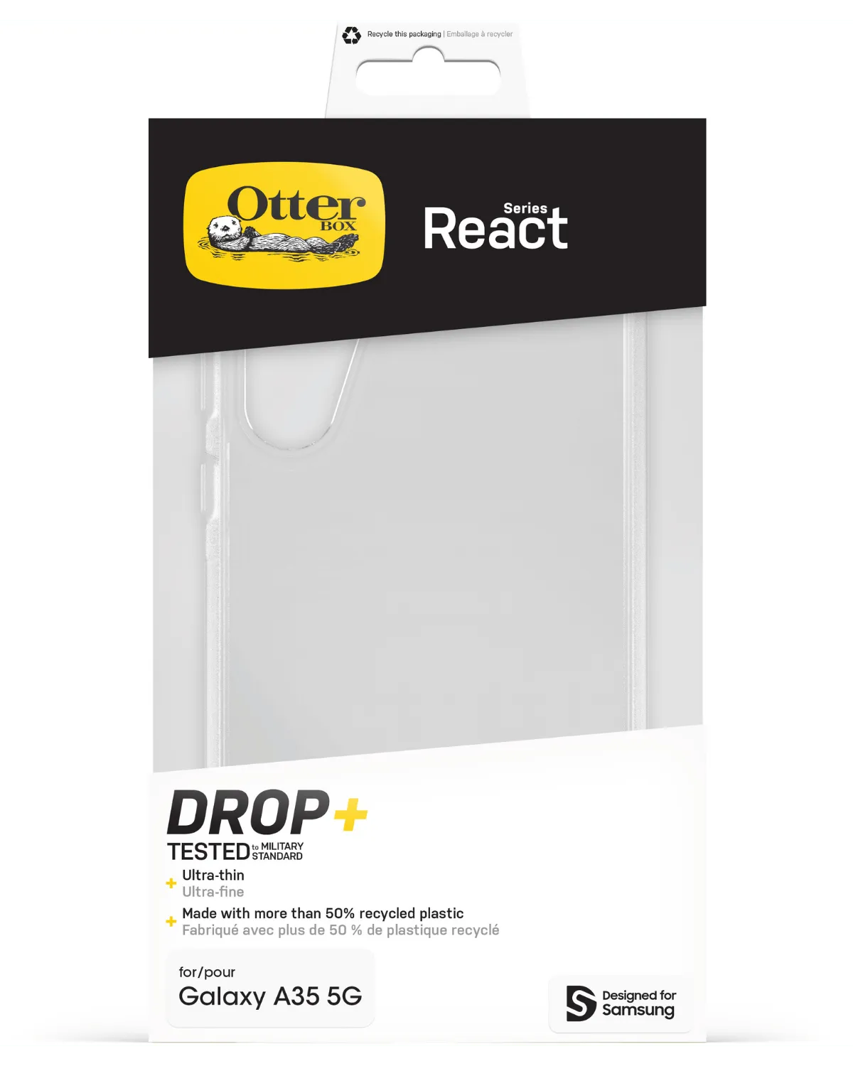 Otterbox React Series Drop Plus Telefoonhoesje Samsung Galaxy A35 5G Transparant