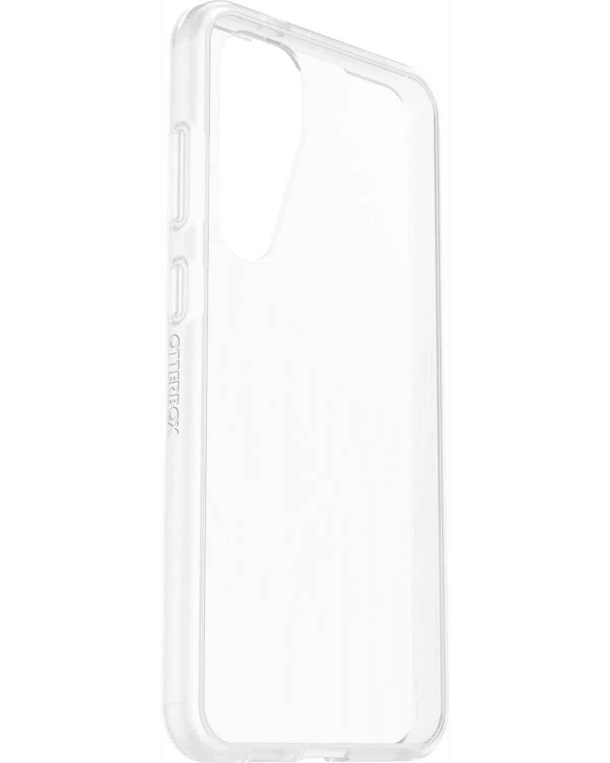 Zijkant van de Otterbox React Series Drop+ Case, transparant met schokbestendige randen.