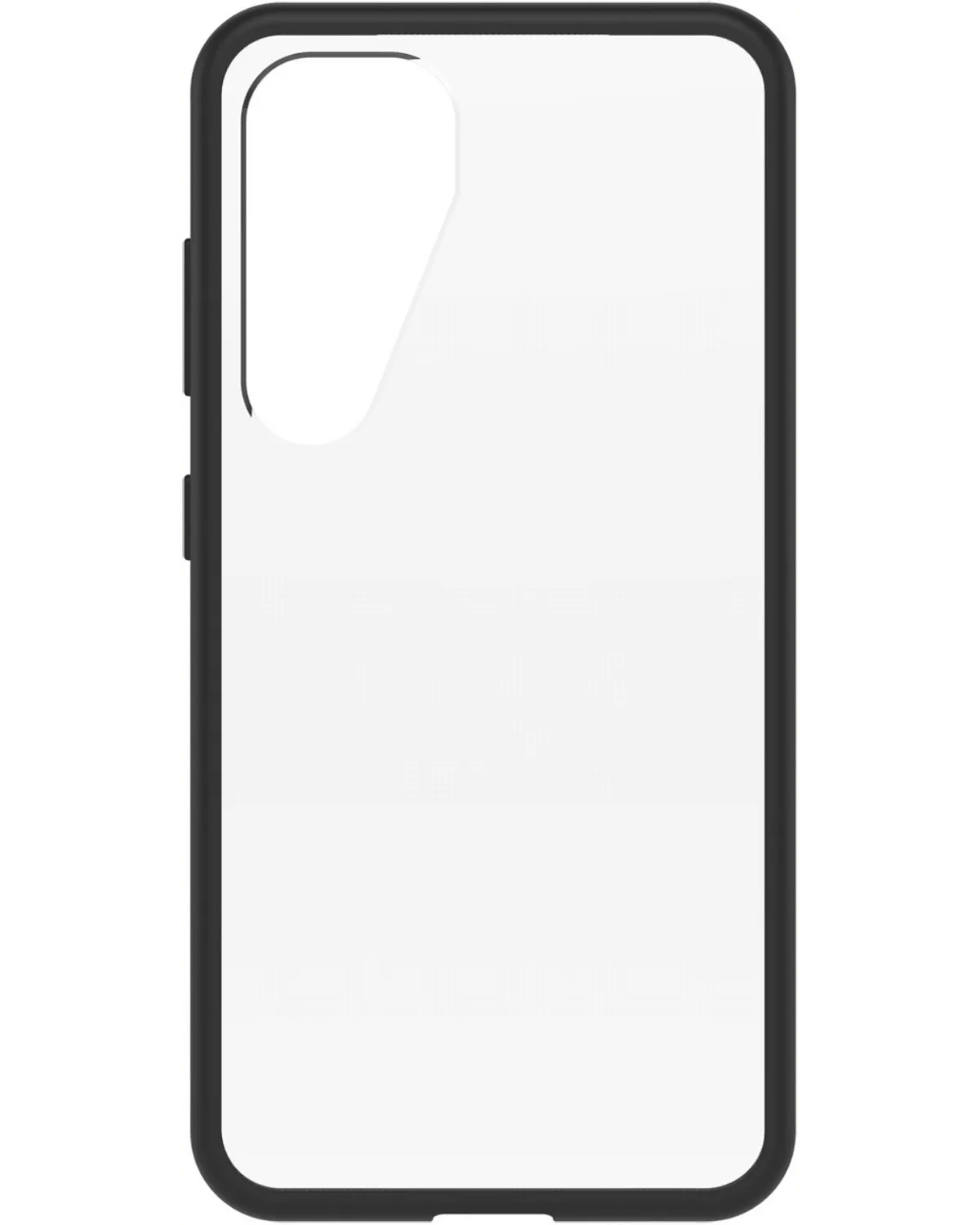 Transparante Otterbox React Series Case met zwarte randen voor Samsung Galaxy S25 5G, slank en stevig ontwerp.