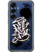 Samsung Flipsuit Case voor Galaxy S25 5G met graffiti-design in zwart en blauw, robuuste bescherming.
