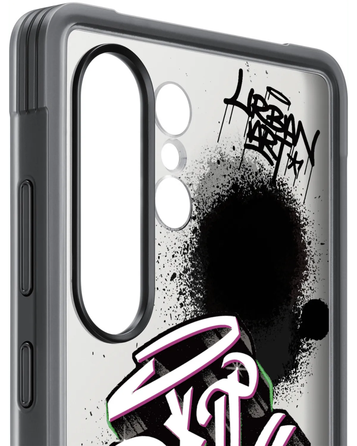 Close-up van de camera uitsparing op de Samsung Flipsuit rugged case voor Galaxy S25 Ultra