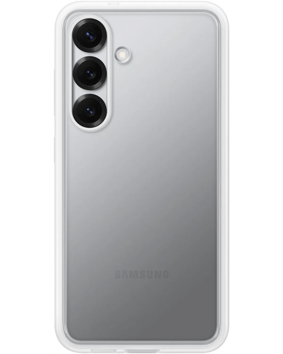 Transparante achterkant van de Samsung Flipsuit Case voor de Galaxy S25 Plus 5G, met subtiel Samsung-logo.