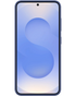Vooraanzicht van de Samsung Galaxy S25 5G in een blauwe siliconen cover, strak en stijlvol design.