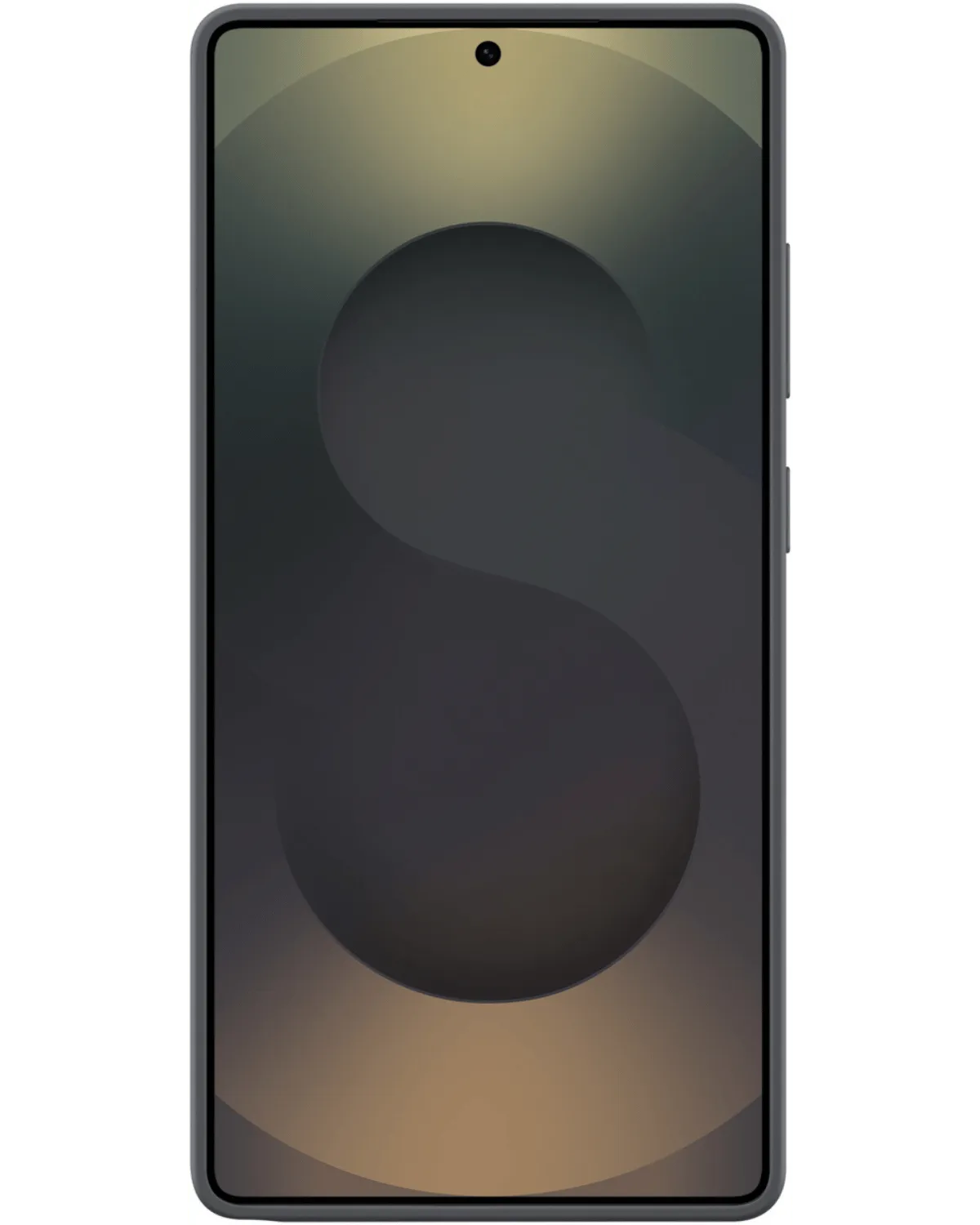 Vooraanzicht van de Samsung Galaxy S25 Ultra met de zwarte Silicone Cover, strak design en naadloze pasvorm.