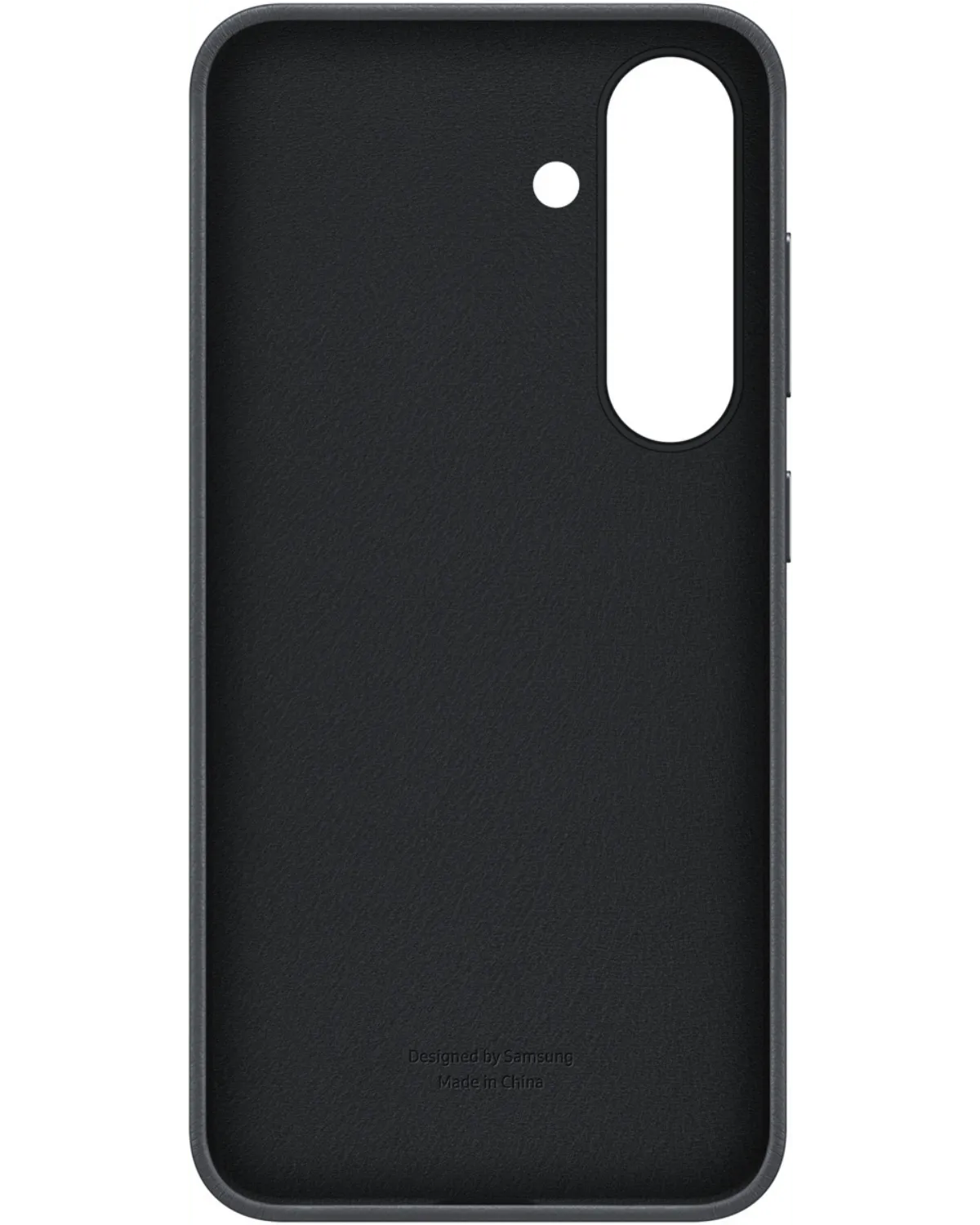 Binnenkant van de zwarte Samsung Kindsuit Case voor de Galaxy S25 5G, met een zachte voering voor extra bescherming.