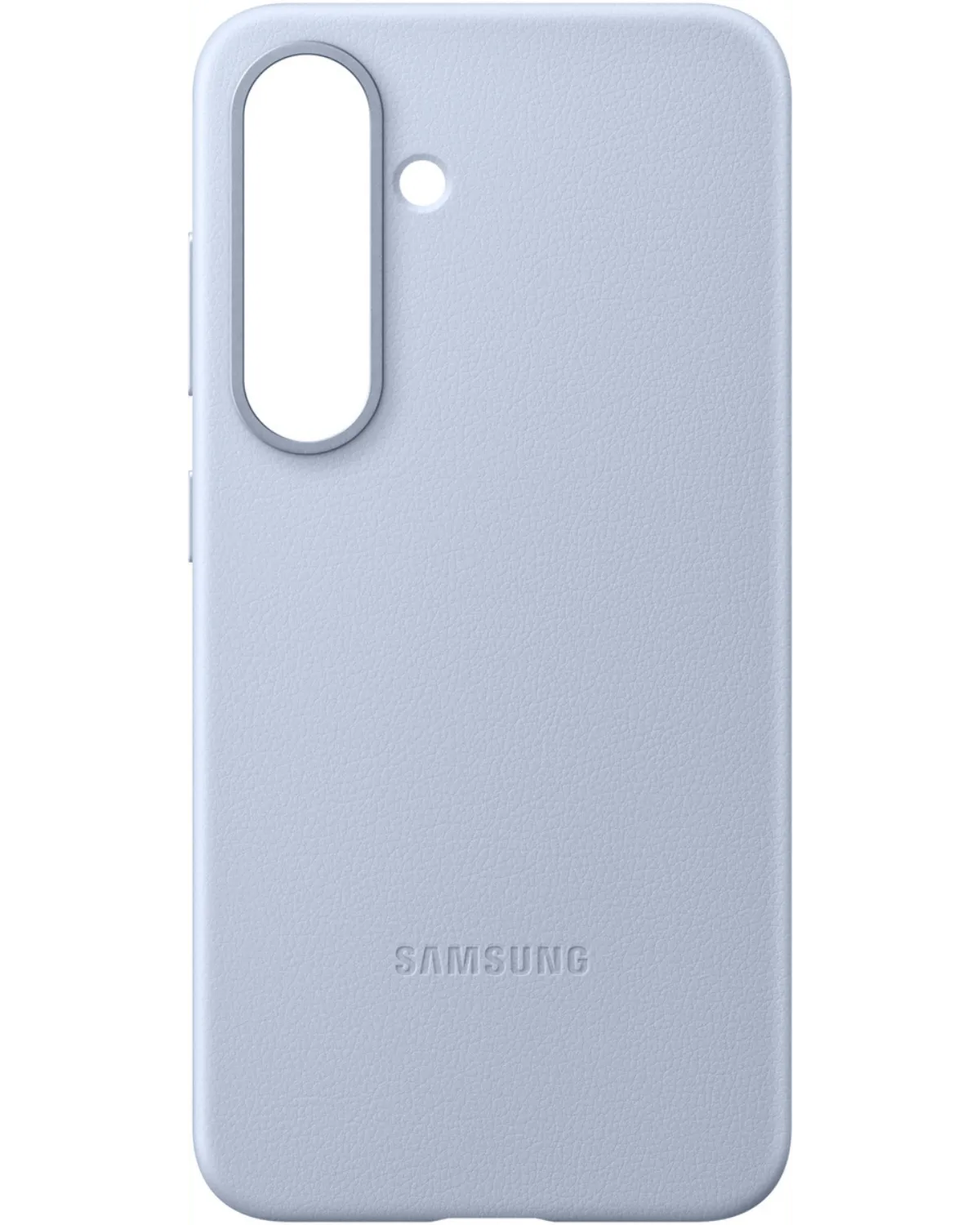 Achterkant van de lichtblauwe Samsung Kindsuit Case met precieze uitsparingen voor de camera en een minimalistisch design.