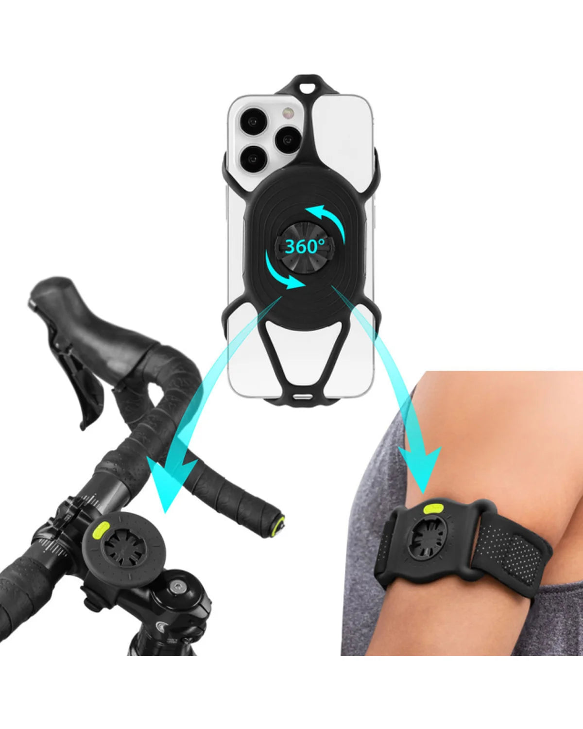 Bone Run+Bike Tie Connect Kit 2 Telefoonhouder voor Fiets & Hardlopen – Zwart