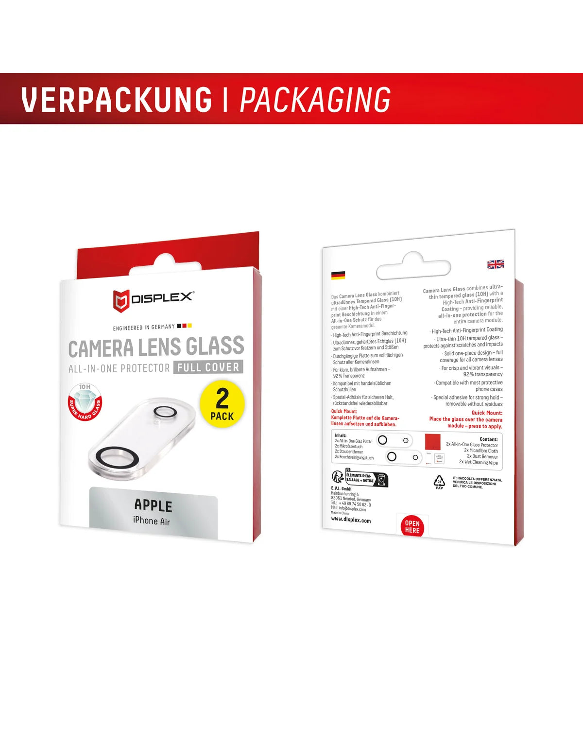 Displex CamGlass All-in-One Camera Screenprotector – Apple iPhone Air