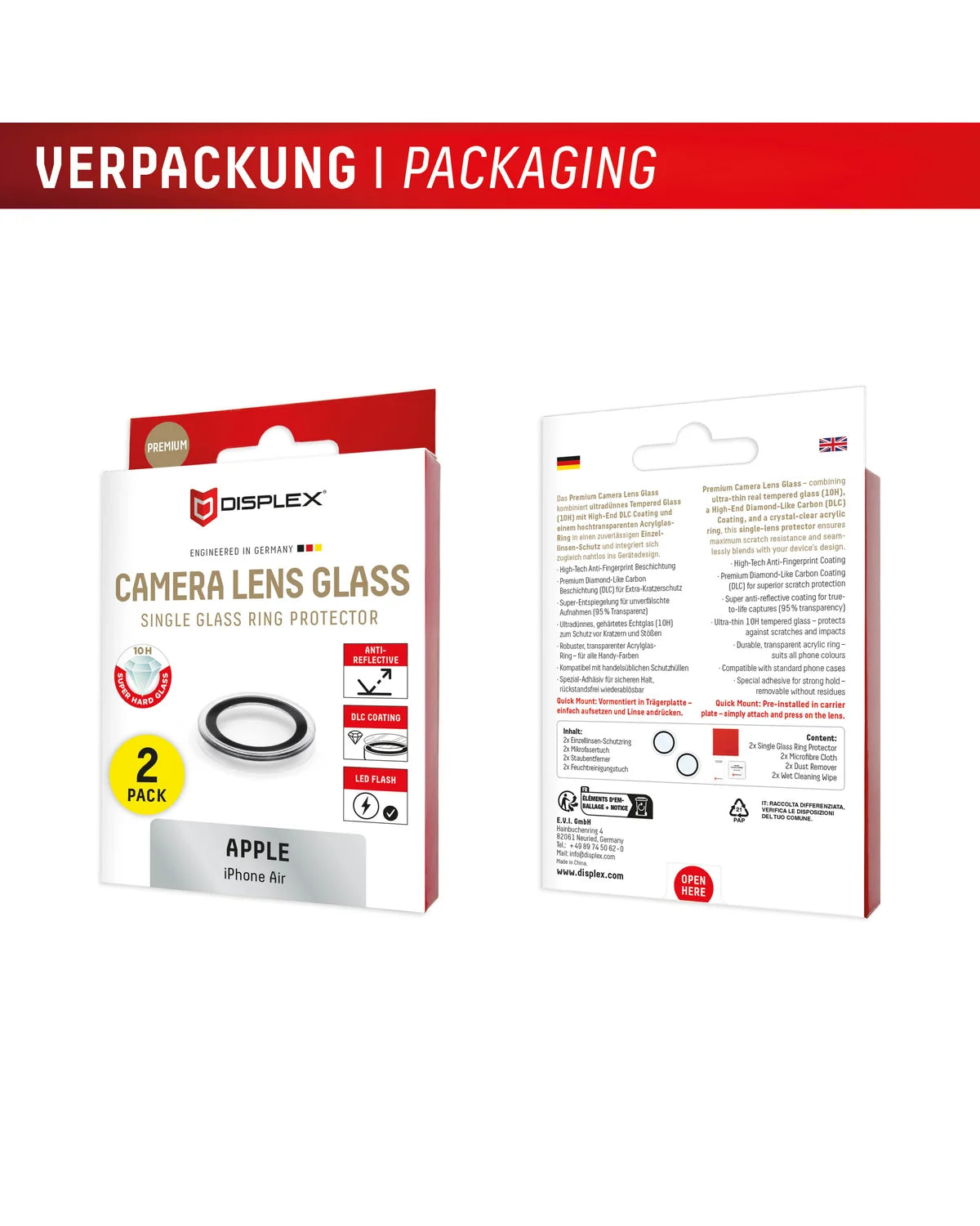 Displex CamGlass Single Lens Camera Screenprotector – Apple iPhone Air