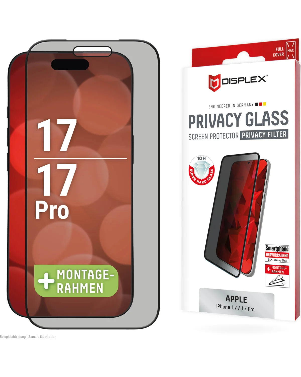 Displex Privacy Glass Full Cover Screenprotector – Apple iPhone 17 / 17 Pro