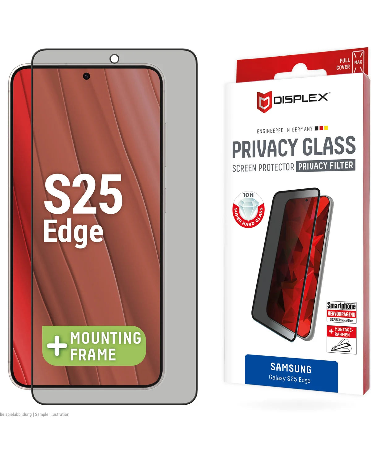 Displex Privacy Glass Full Cover Screenprotector – Samsung Galaxy S25 Edge 5G