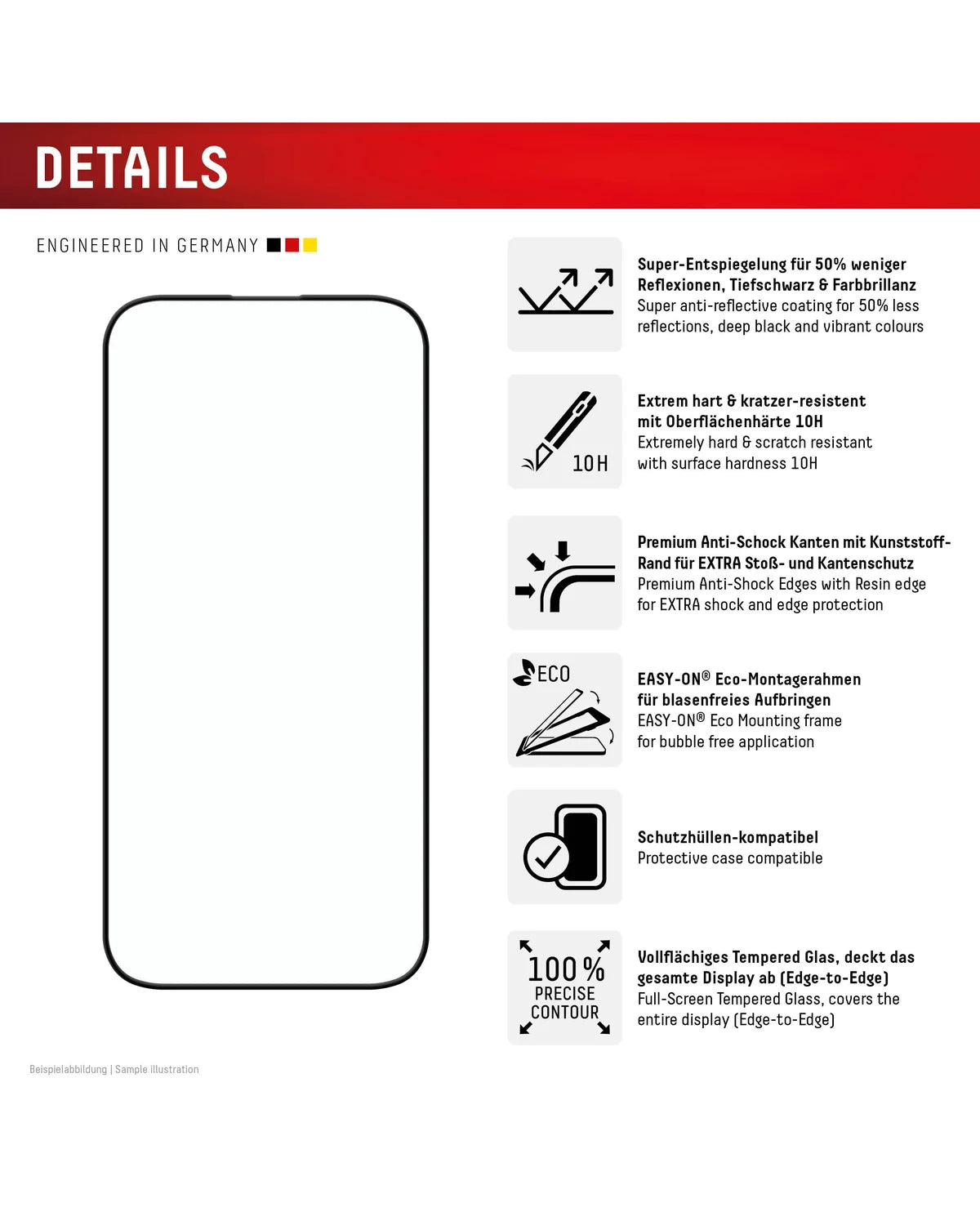 Displex Premium Glass Full Cover Anti-Reflex Screenprotector – Apple iPhone 16 Pro