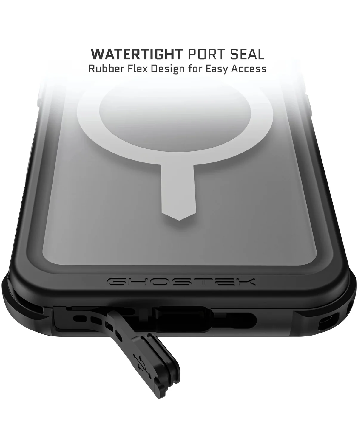Ghostek Nautical Waterproof MagSafe Case Telefoonhoesje Belt Swivel Holster Apple iPhone 16 Pro Transparant