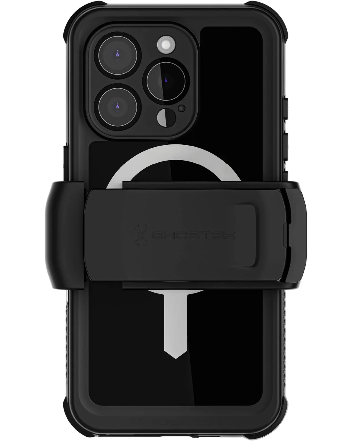 Ghostek Nautical Waterproof MagSafe Case Telefoonhoesje Belt Swivel Holster Apple iPhone 16 Pro Zwart