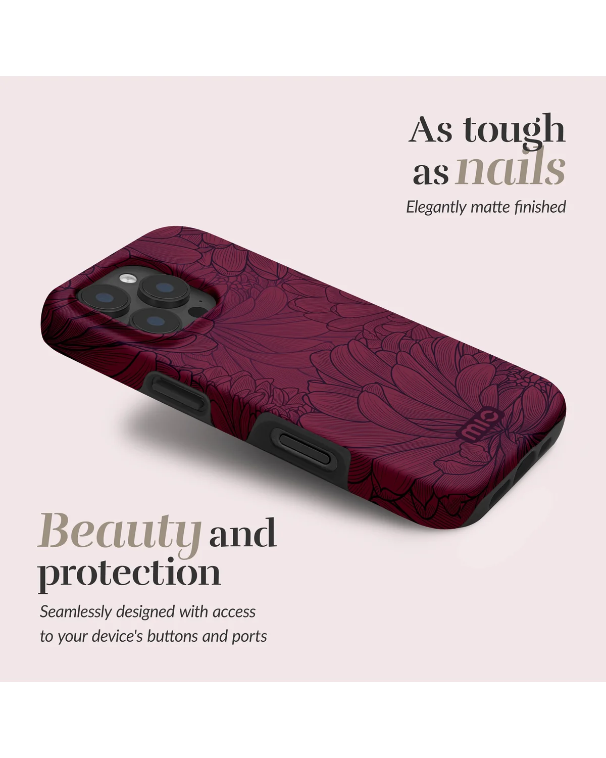 Mio By Mobilize Mio Berry Blooms Magsafe Compatibel Telefoonhoesje iPhone 15 Bordeaux