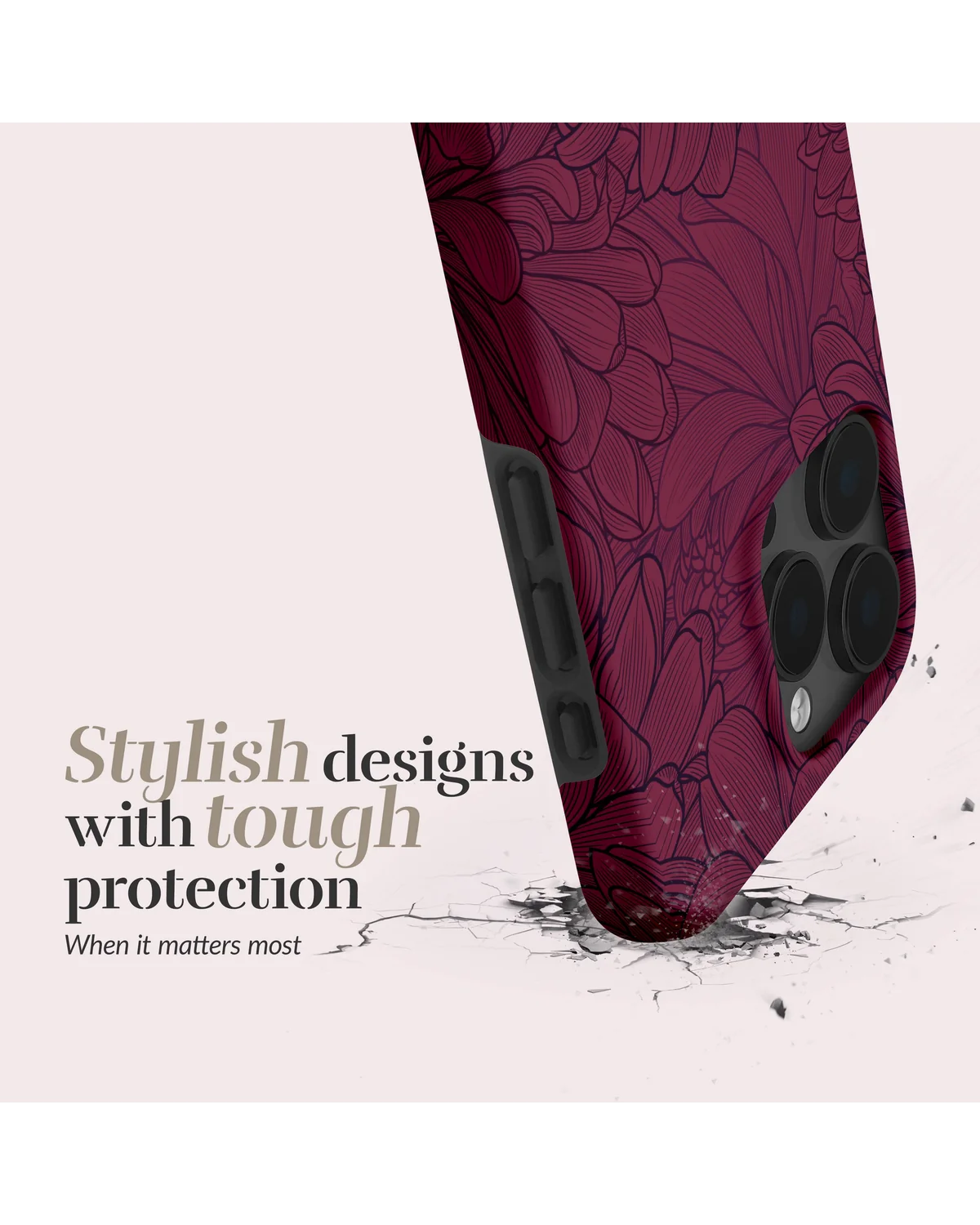 Mio By Mobilize Mio Berry Blooms Magsafe Compatibel Telefoonhoesje iPhone 16 Bordeaux